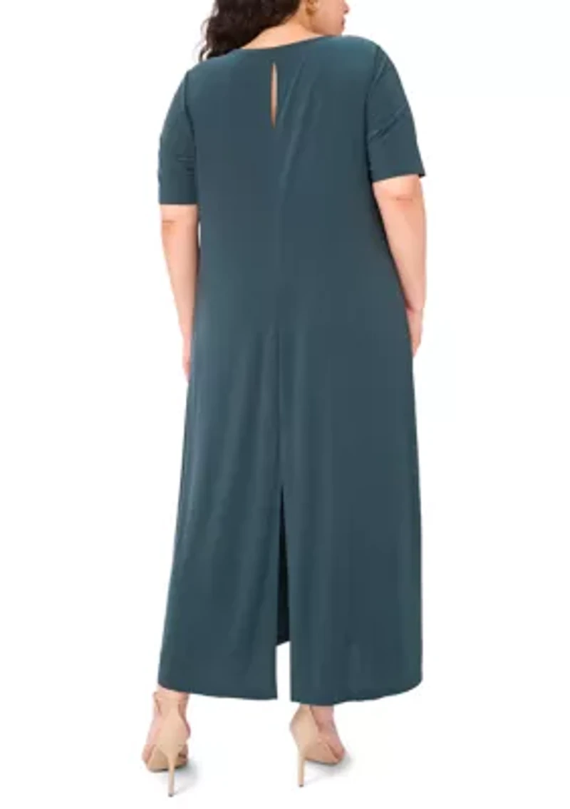 Plus Short Sleeve Crew Neck Maxi Dress