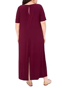 Plus Short Sleeve Crew Neck Maxi Dress