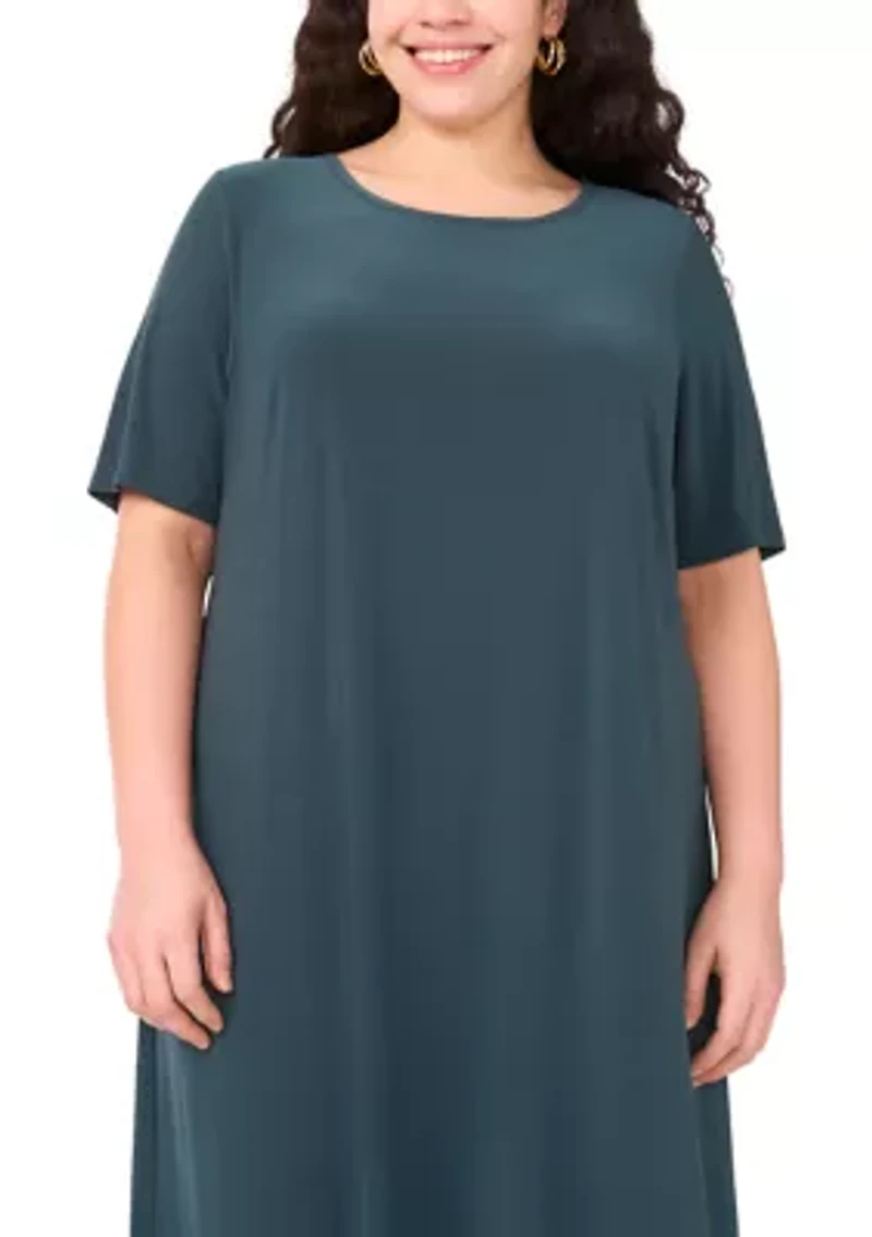 Plus Short Sleeve Crew Neck Maxi Dress
