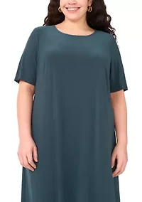 Plus Short Sleeve Crew Neck Maxi Dress