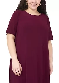 Plus Short Sleeve Crew Neck Maxi Dress