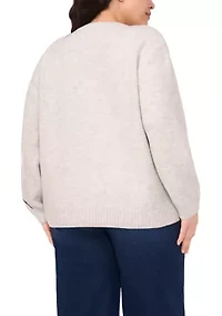 Plus Crewneck Stitch Floral Sweater