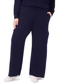 Plus Wide Leg Cargo Pocket Sweater Pants