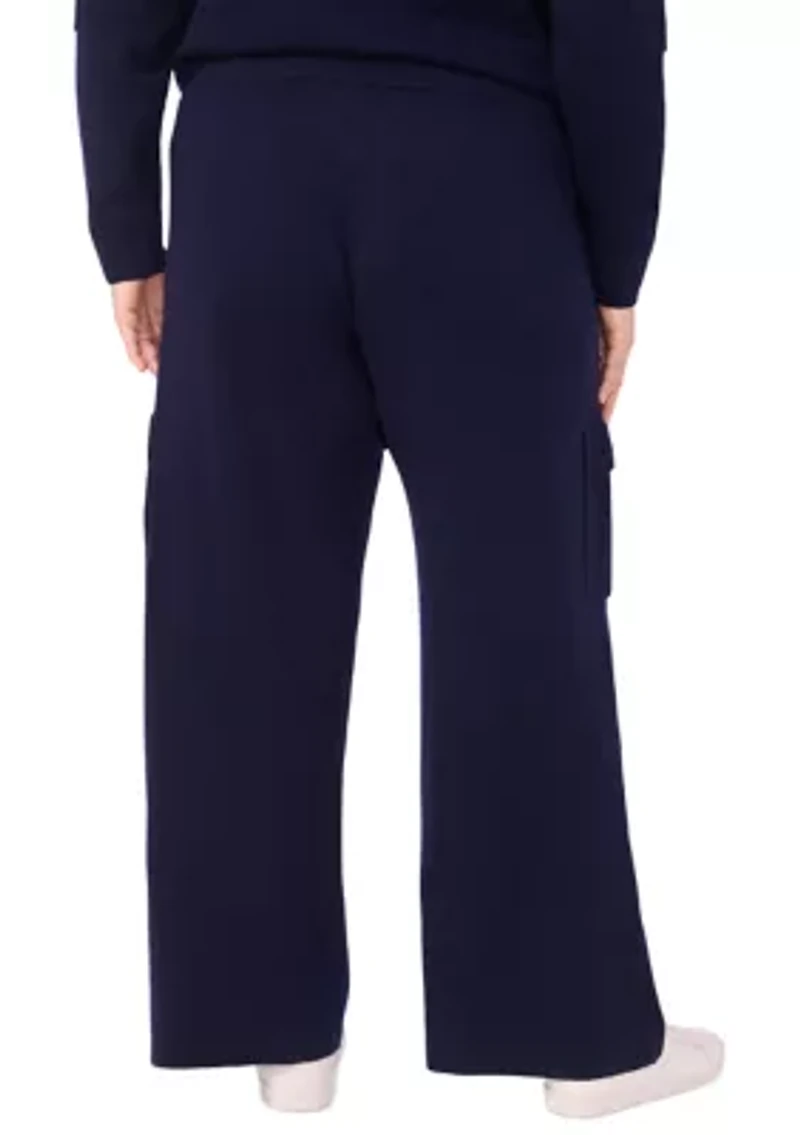 Plus Wide Leg Cargo Pocket Sweater Pants