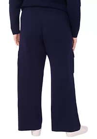 Plus Wide Leg Cargo Pocket Sweater Pants