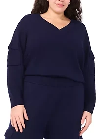 Plus Wide Leg Cargo Pocket Sweater Pants