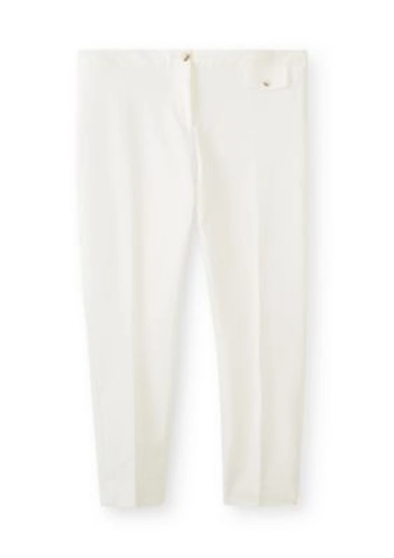 Plus Slim Cotton Double Weave Pants with Front Pockets