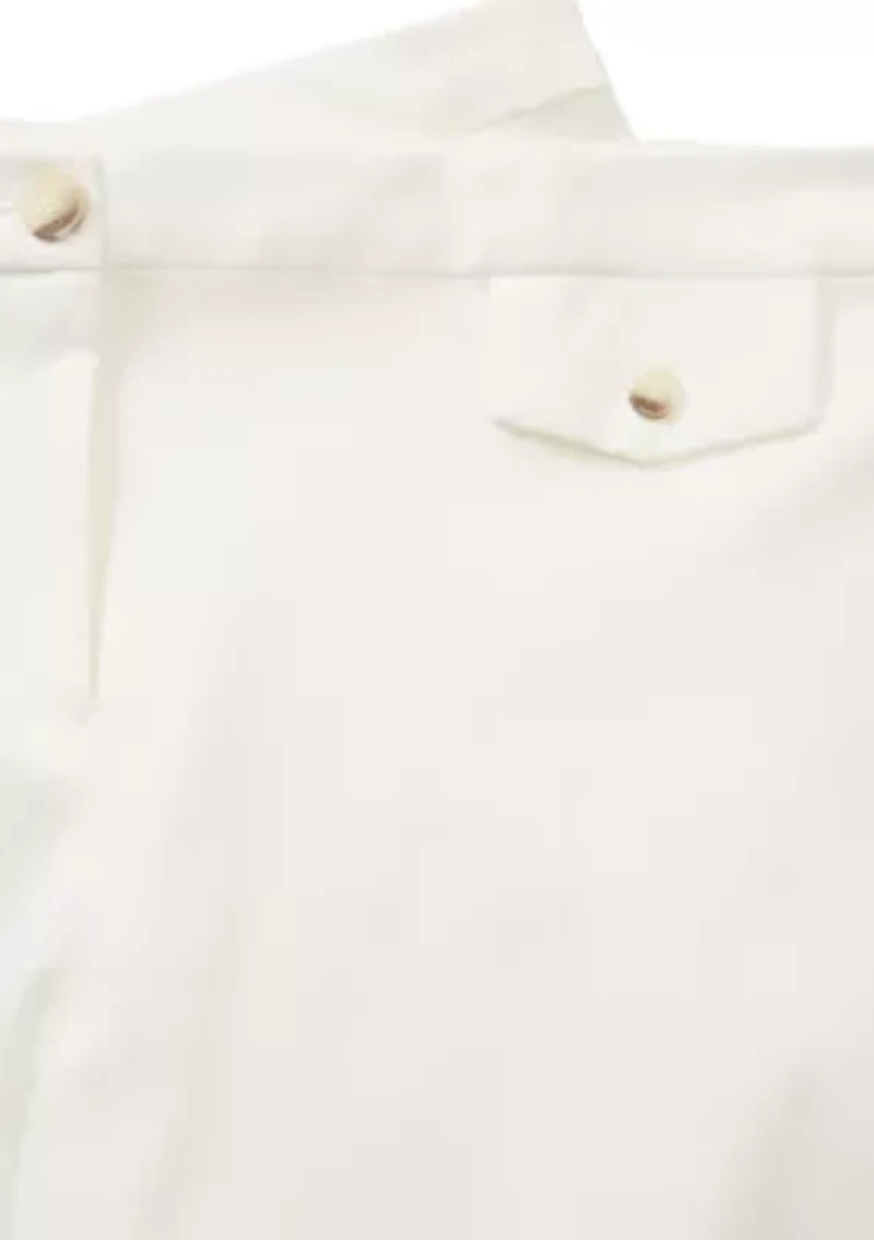 Plus Slim Cotton Double Weave Pants with Front Pockets