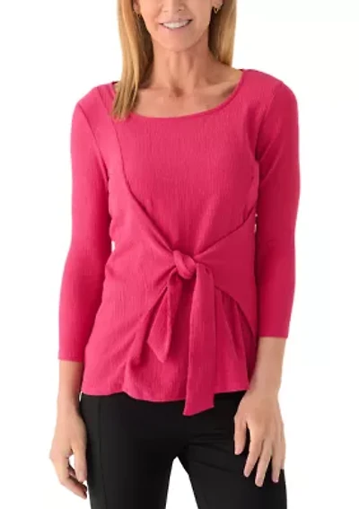 Petite Knot Front Knit Top