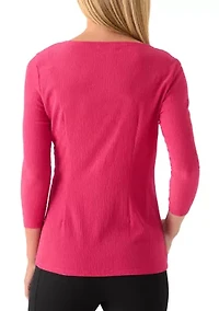 Petite Knot Front Knit Top