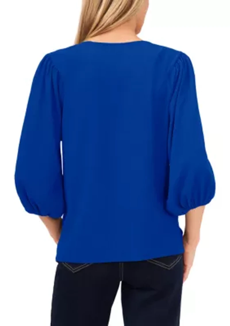 Petite Puff Sleeve Knit Top