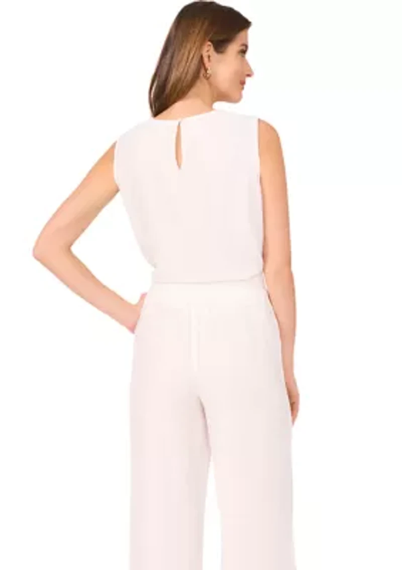 Petite Sleeveless Crew Neck Blouse