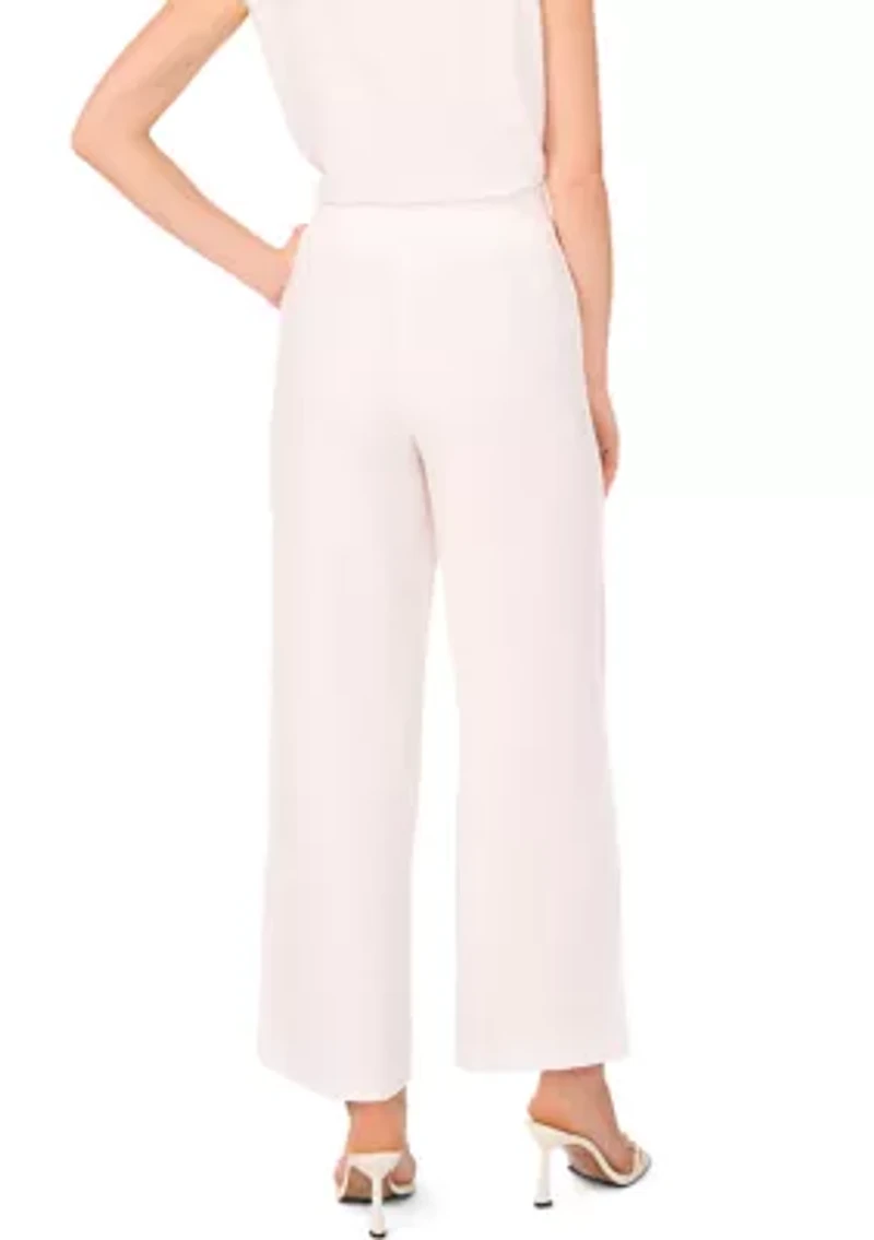 Petite Wide Leg Side Pocket Trim Pants