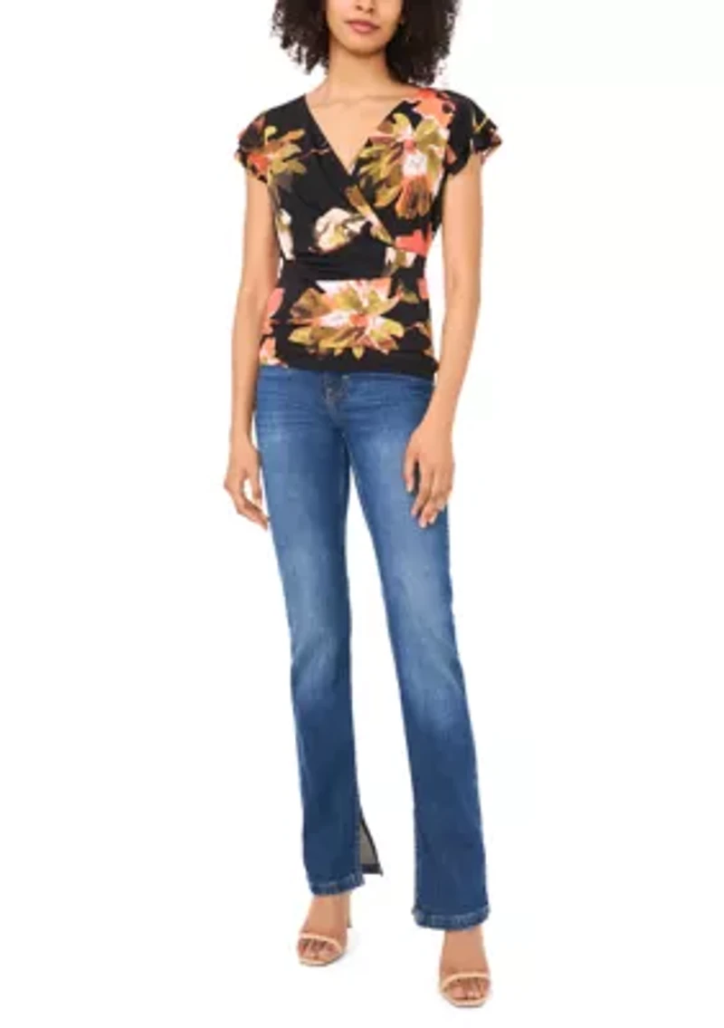 Petite Floral Surplice Top