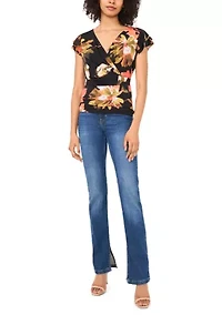 Petite Floral Surplice Top