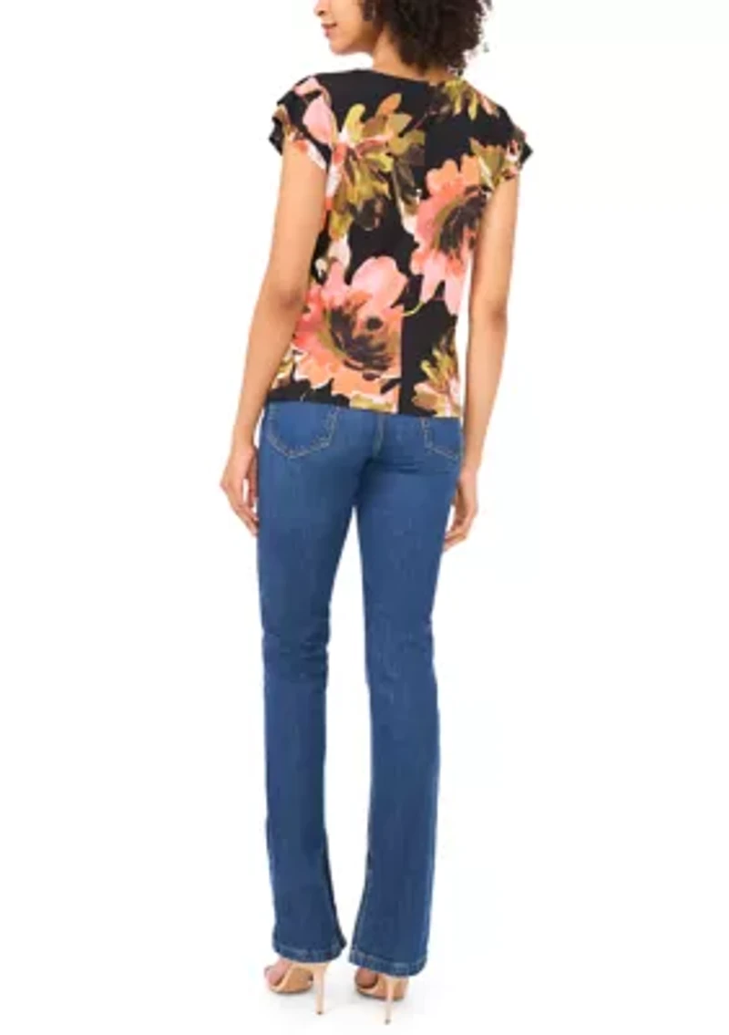 Petite Floral Surplice Top