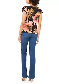 Petite Floral Surplice Top