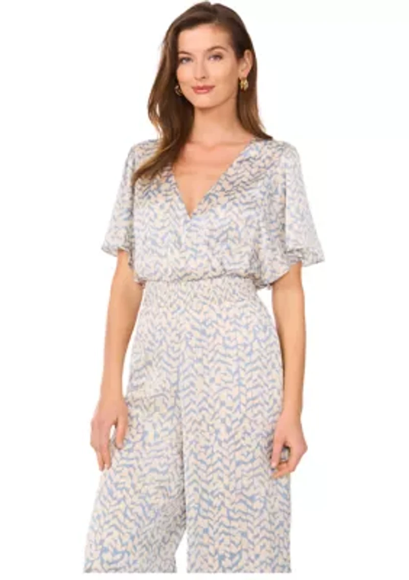 Petite V-Neck Surplice Jumpsuit
