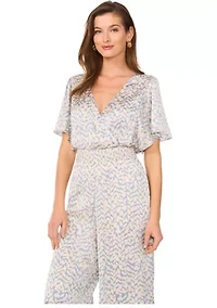 Petite V-Neck Surplice Jumpsuit