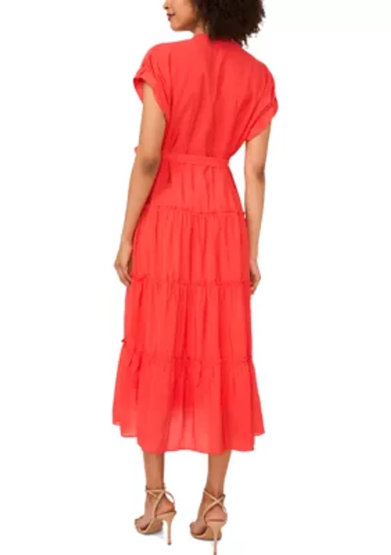 Petite Rolled Tiered Shirtdress