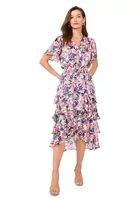 Petite Printed Midi Dress