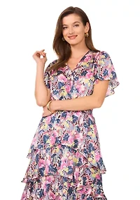 Petite Printed Midi Dress