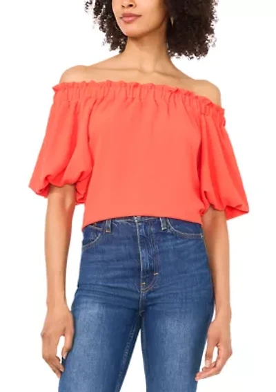 Petite Puff Sleeve Off the Shoulder Neck