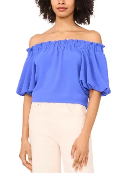 Petite Puff Sleeve Off the Shoulder Neck