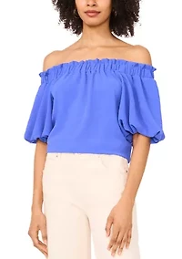 Petite Puff Sleeve Off the Shoulder Neck