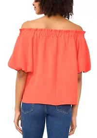 Petite Puff Sleeve Off the Shoulder Neck