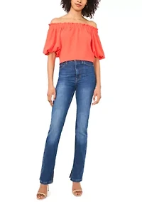 Petite Puff Sleeve Off the Shoulder Neck