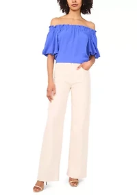 Petite Puff Sleeve Off the Shoulder Neck