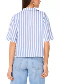 Petite Cropped Button Down Top