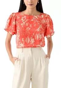 Petite Printed Layered Sleeve Blouse