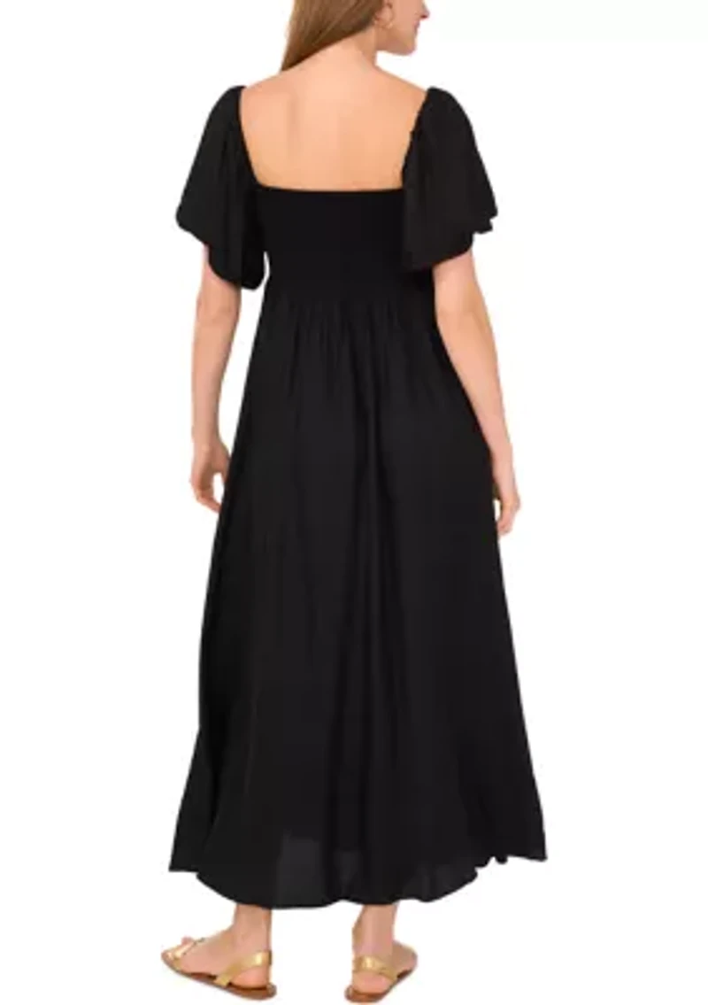Petite Flutter Sleeve Maxi Dress