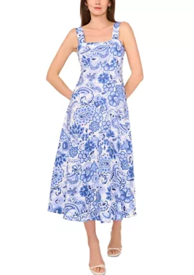 Petite Sleeveless Square Neck Dress