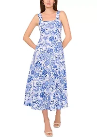 Petite Sleeveless Square Neck Dress