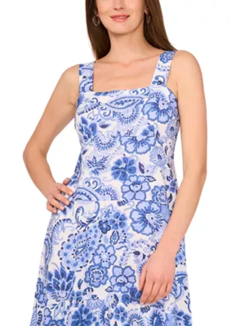 Petite Sleeveless Square Neck Dress