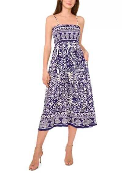 Petite Sleeveless Printed Midi Dress