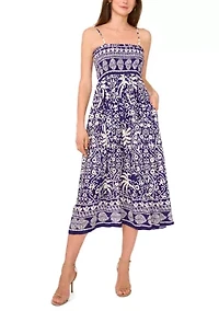 Petite Sleeveless Printed Midi Dress