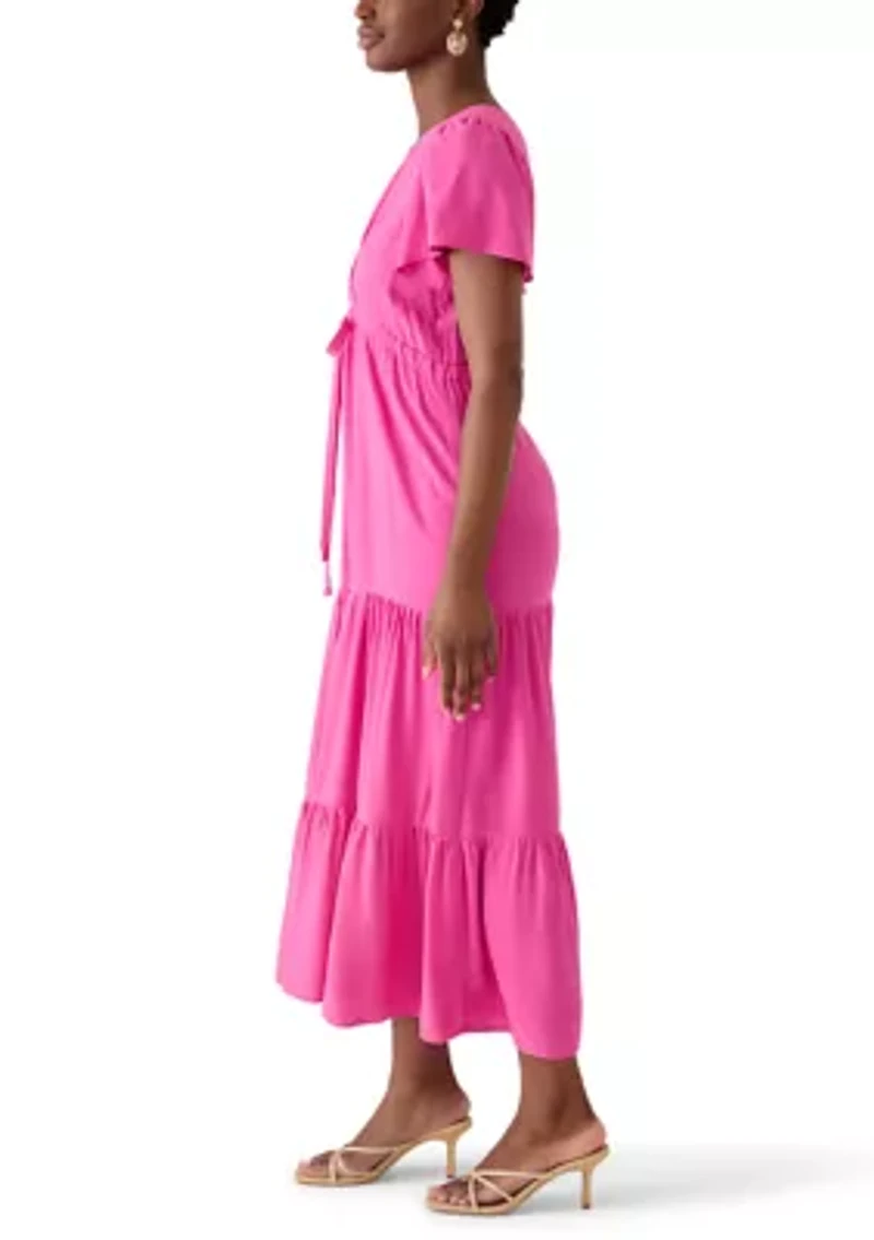 Petite Challis Short Sleeve Midi Dress