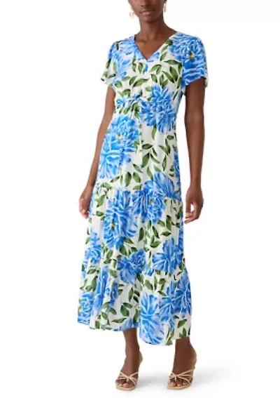 Petite Challis Short Sleeve Midi Dress