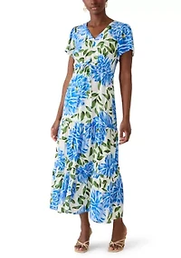 Petite Challis Short Sleeve Midi Dress