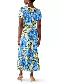 Petite Challis Short Sleeve Midi Dress