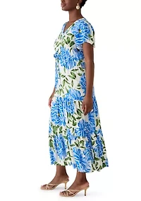 Petite Challis Short Sleeve Midi Dress