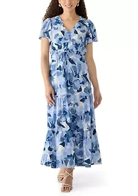 Petite Challis Short Sleeve Midi Dress