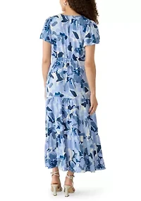 Petite Challis Short Sleeve Midi Dress