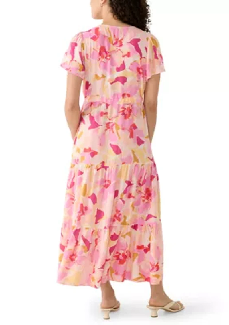 Petite Challis Short Sleeve Midi Dress