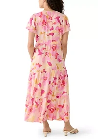Petite Challis Short Sleeve Midi Dress