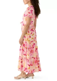 Petite Challis Short Sleeve Midi Dress